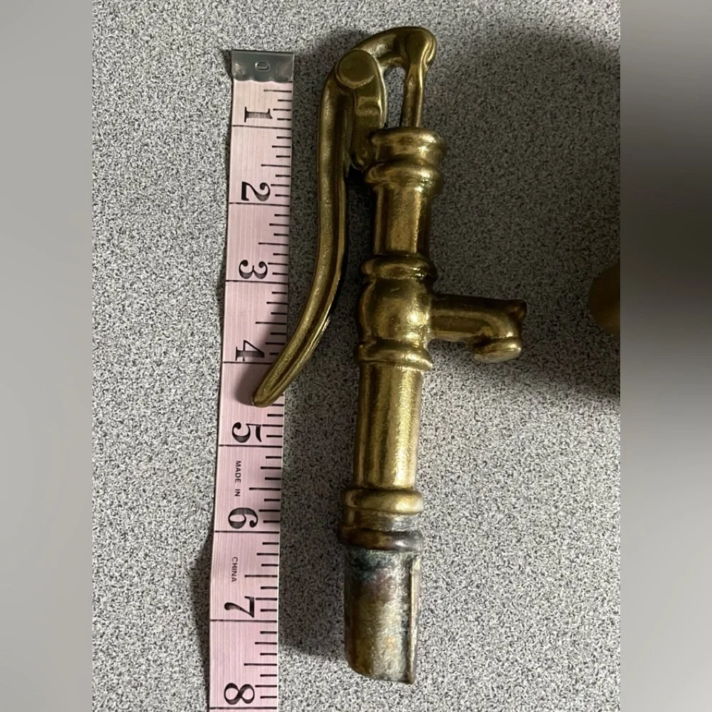 Vintage Solid Brass Water Pump & Barrel Planter 2pc - Picture 13 of 15